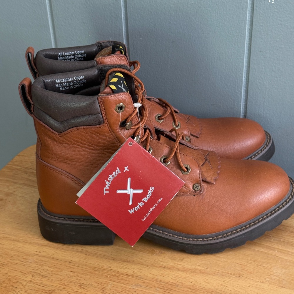 NWT Twisted X WWL0001 Womens 5.5 Wide Brown Leather Lace Up Work Boot Kiltie